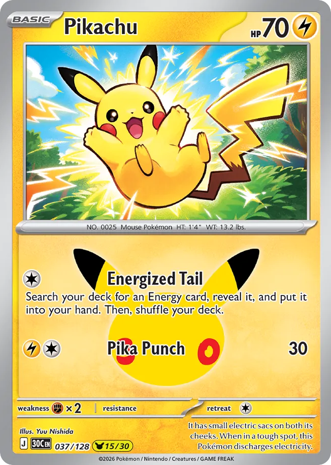 Object Card Pack Pikachu #037/128 Price - 30th Celebration | Pack Magik