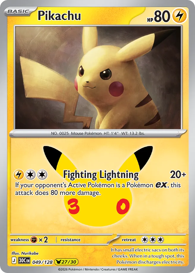 Object Card Pack Pikachu #049/128 Price - 30th Celebration | Pack Magik