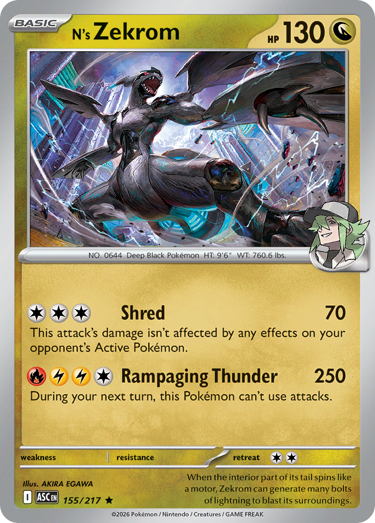 N's Zekrom [Holo] #155/217 Price - Ascended Heroes | Pack Magik